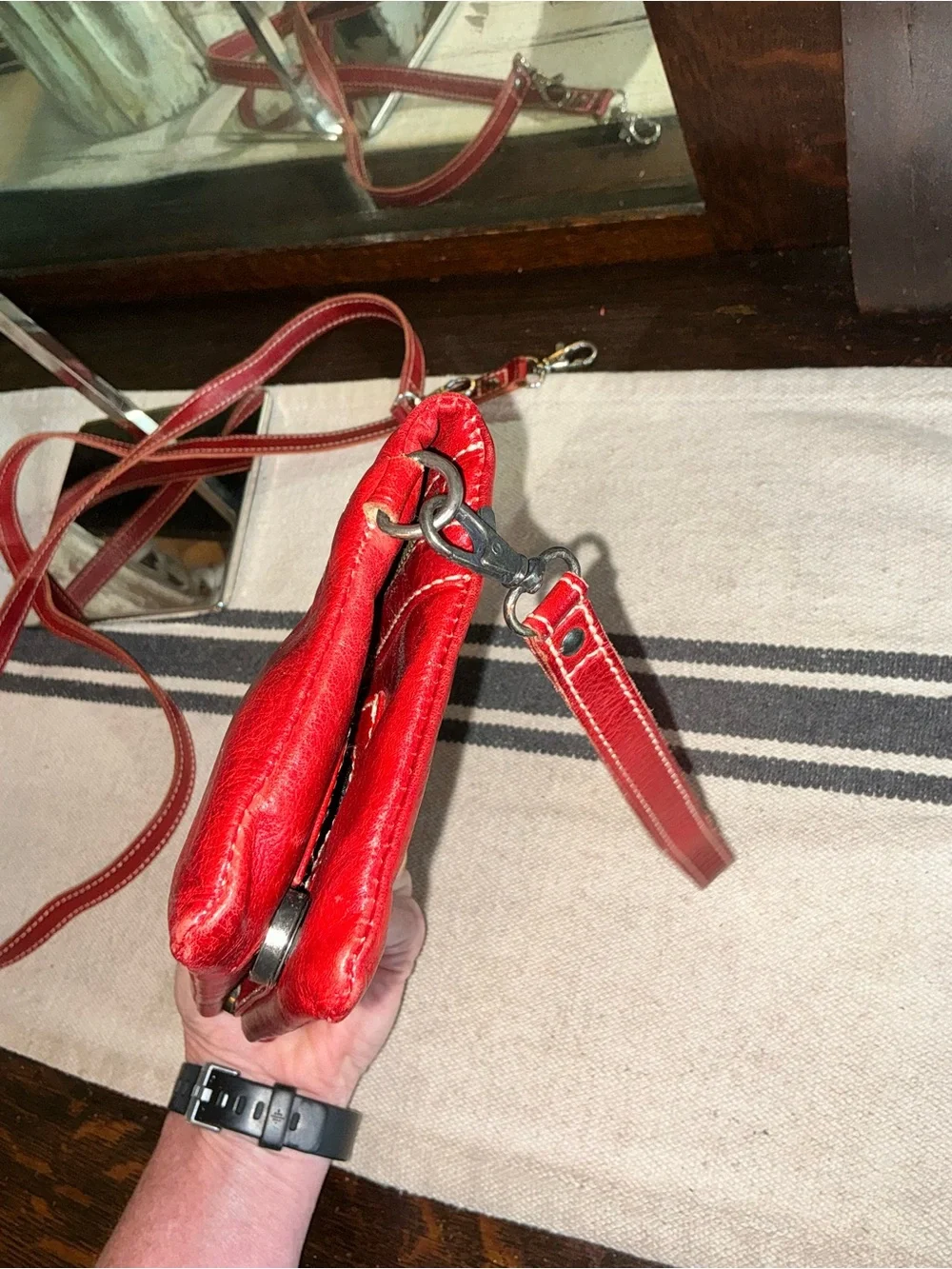 Bed Stu Leather Cadence Wallet Wristlet Crossbody Bag Red Rustic MSRP $179
